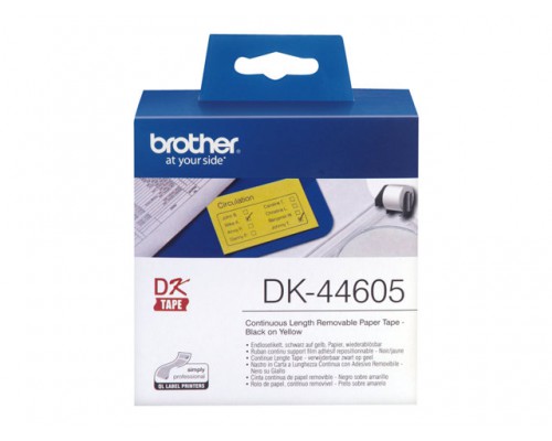 BROTHER P-Touch DK-44605 removable yellow thermal paper 62mm x 30.48m