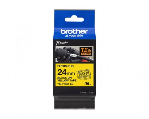 BROTHER P-Touch TZE-FX651 black on yellow 24mm