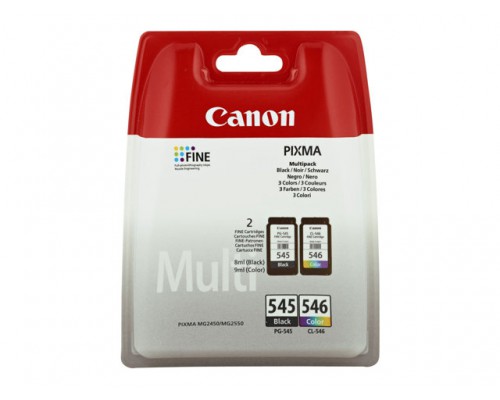 CANON PG-545 / CL-546 inktcartridge zwart en kleur standard capacity zw: 180p kl: 180p 2-pack blister zonder alarm