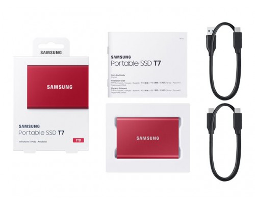 SAMSUNG Portable SSD T7 1TB extern USB 3.2 Gen 2 metallic red