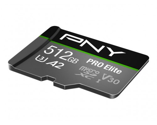 PNY MICRO-SD Card PRO ELITE 512GB Class 10 XC UHS I U3 A1 V30 SD adapter