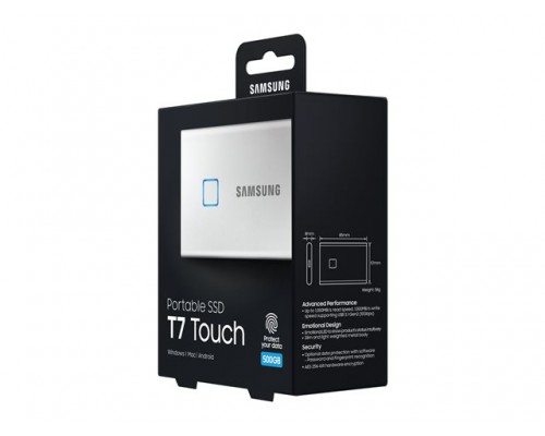 SAMSUNG Portable SSD T7 Touch 500GB extern USB 3.2 Gen.2 metallic silver