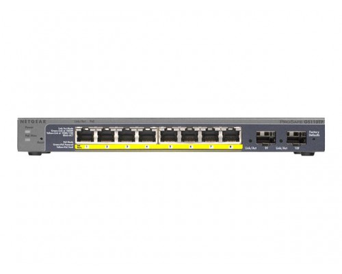NETGEAR 8Port Gigabit PoE Ethernet Smart Managed Pro Switch with 2 Copper Ports and Cloud Management GS110TPP