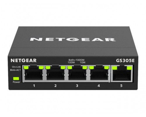 NETGEAR 5-Port Gigabit Ethernet Smart Managed Plus Switch for SMB Metal Case Desktop Fanless