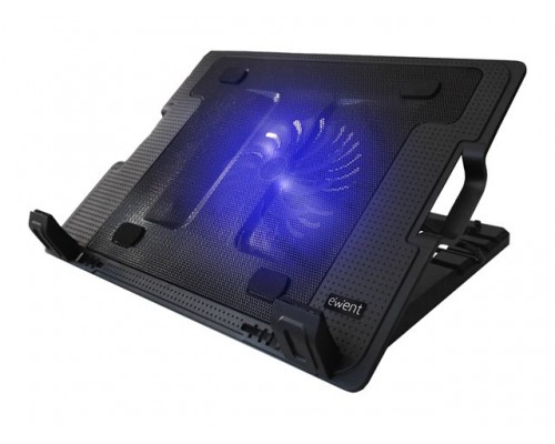 EWENT EW1258 Notebook Cooling Pad suitable for notebooks up to 17 inch 5 adjustable viewing angles 2x USB slot 1x 125mm fan