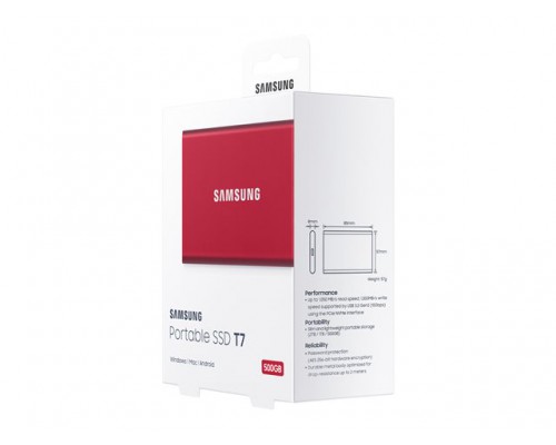 SAMSUNG Portable SSD T7 500GB extern USB 3.2 Gen 2 metallic red