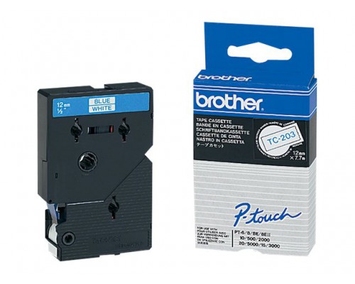 BROTHER P-Touch TC-203 blue on white 12mm