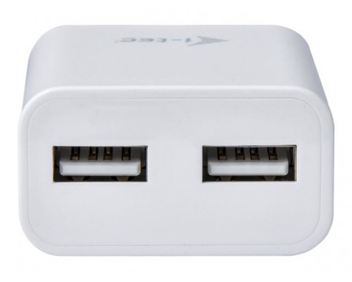I-TEC Power Charger for USB Device Dual power adaptor 2.4A. White USB also for Apple iPad 1/2/3/4 iPad mini and iPhone