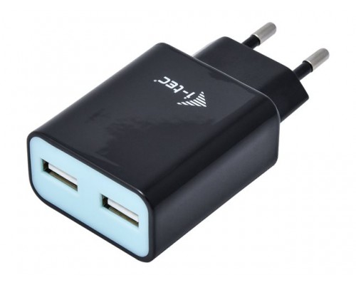 I-TEC Power Charger for USB Device Dual power adaptor 2.4A Black USB also for Apple iPad 1/2/3/4 iPad mini and iPhone