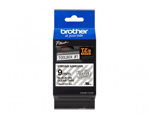 BROTHER P-Touch TZE-S121 black on clear 9mm extra gluey