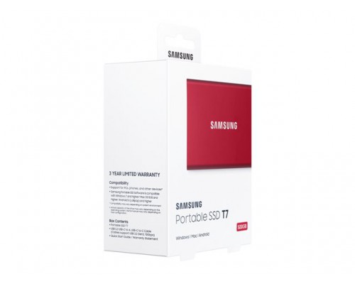 SAMSUNG Portable SSD T7 500GB extern USB 3.2 Gen 2 metallic red