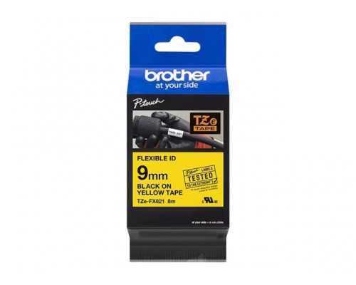 BROTHER P-Touch TZE-FX621 black on yellow 9mm