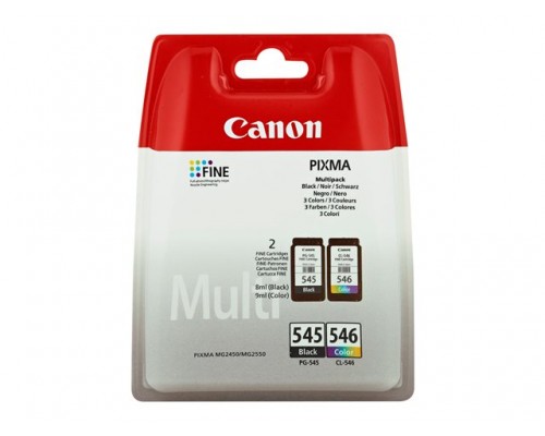 CANON PG-545 / CL-546 inktcartridge zwart en kleur standard capacity zw: 180p kl: 180p 2-pack blister met alarm