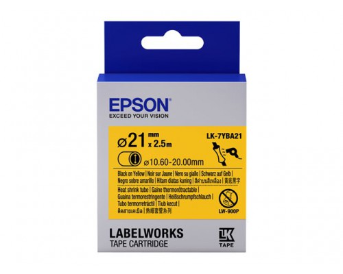 EPSON Ribbon LK-7YBA21 - Heat Shrink Tubing HST Black / Yellow d21 / 2.5