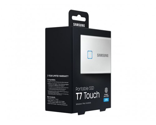 SAMSUNG Portable SSD T7 Touch 2TB extern USB 3.2 Gen.2 metallic silver