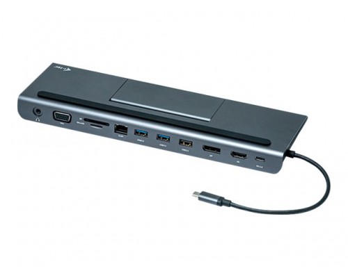 I-TEC USB C 4K MetalLowProfile DS 1xHDMI 1xVGA 1xDP 1xSD+1x microSD Cardreader 1xGLAN 1x3.5mm Audio 2xUSB 3.0 1xUSB 2.0 1xUSB-C PD