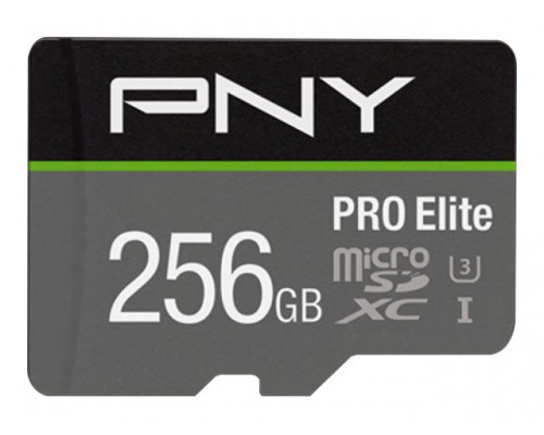 PNY MICRO-SD Card PRO ELITE 256GB Class 10 XC UHS I U3 A1 V30 SD adapter