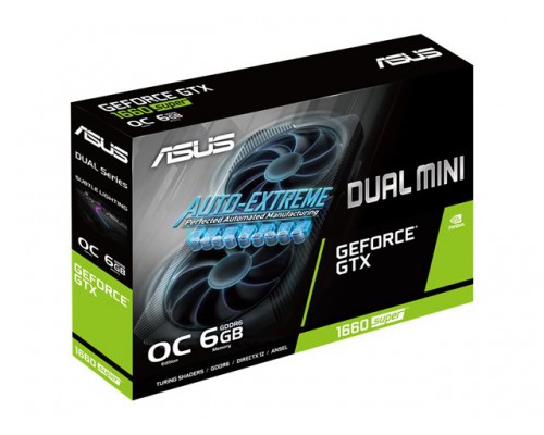 ASUS Dual NVIDIA GeForce GTX 1660 SUPER MINI OC edition Gaming Graphics Card PCIe 3.0 6GB GDDR6 memory HDMI DisplayPort DVI-D