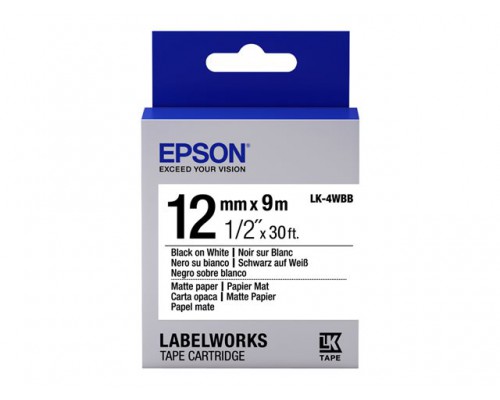 EPSON LK-4WBB Papier mat Noir/Blanc 12/9