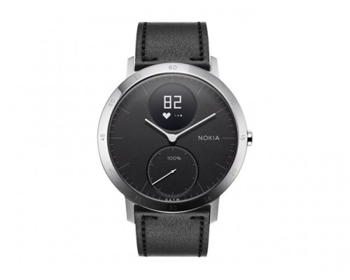 WITHINGS Black leather Wristband 20mm
