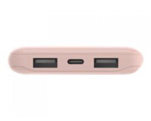 BELKIN 10K mAh Power Bank with USB-C 15W Dual USB-A 15cm USB-A to C Cable Pink