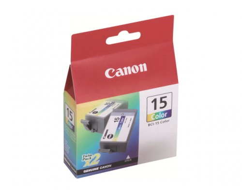 CANON BCI-15 inktcartridge drie kleuren standard capacity 2 x 7.5ml 2 x 100 pagina s 2-pack