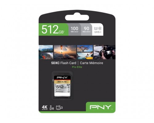 PNY Memory Card 512GB SD Pro ELITE SDXC CLASS 10 UHSI U3