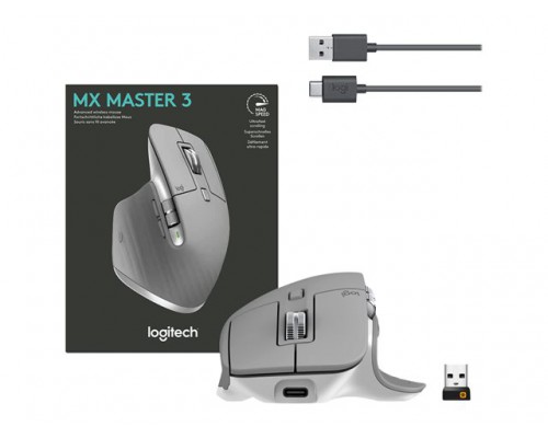 LOGITECH MX Master 3 Advanced Wireless Mouse - MID GREY - 2.4GHZ/BT - EMEA