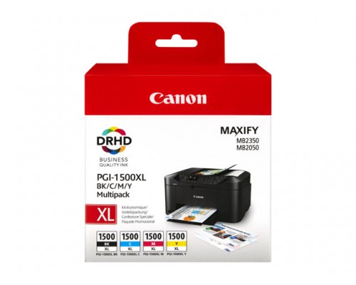 CANON PGI-1500XL BK/C/M/Y inktcartridge zwart en drie kleuren high capacity multipack