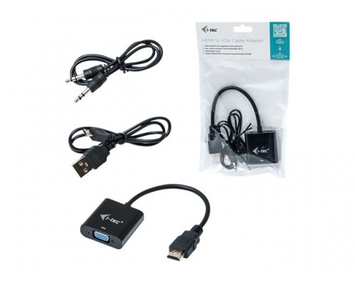 I-TEC Adapter HDMI to VGA resolution Full-HD 1920x1080/60 Hz Cable 15 cm gilded HDMI-connector