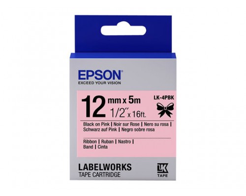 EPSON Label Cartridge Satin Ribbon LK-4PBK Black/Pink 12mm (5m)