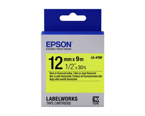 EPSON LK-4YBF Label Cartridge Fluorescent Zwart/Geel, 12mmx9m