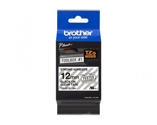 BROTHER P-Touch TZE-S131 black on clear 12mm extra gluey