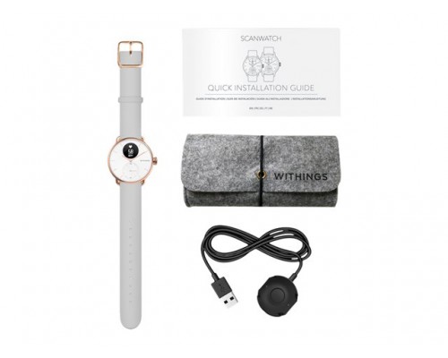 WITHINGS Scanwatch 38mm - Rose Gold White Gray Wristband