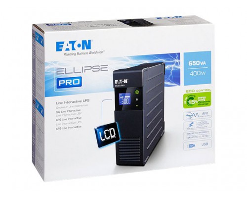 EATON UPS Ellipse PRO 1600 USB FR rack/tower - AC 230 V - 1000 Watt - 1600 VA - USB - French 8 Output - 2U - 19inch