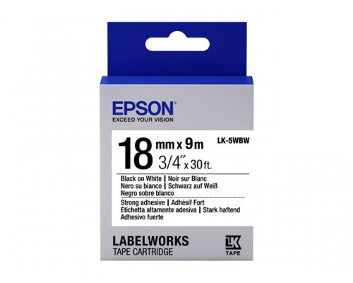 EPSON LK-5WBW Strong Adhesive Black on White tape 18mm, 9m