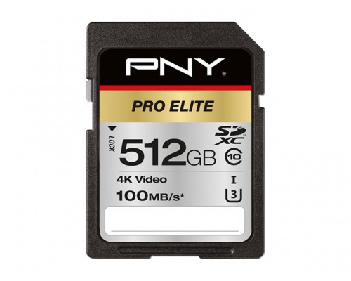PNY Memory Card 512GB SD Pro ELITE SDXC CLASS 10 UHSI U3