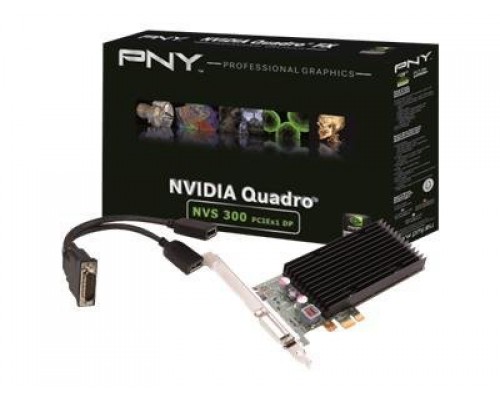 PNY Quadro NVS 300 DP PCI-E x1 LowProfile 512MB GDDR3 64bit DSM59 Dual Display Port for Windows 7/Vista/XP/2000 Linux BLK