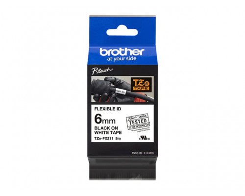 BROTHER P-Touch TZE-FX211 black in white 6mm