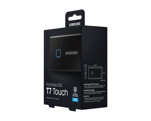 SAMSUNG Portable SSD T7 Touch 2TB extern USB 3.2 Gen.2 metallic black