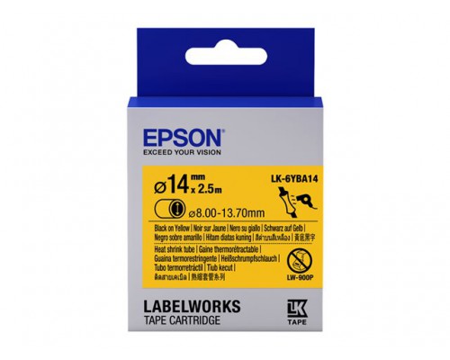 EPSON Ribbon LK-6YBA14 - Heat Shrink Tubing HST Black / Yellow d14 / 2.5
