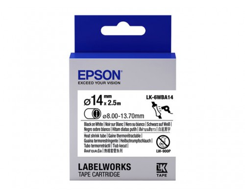 EPSON Ribbon LK-6WBA14 - Heat Shrink Tubing HST Black / White d14 / 2.5