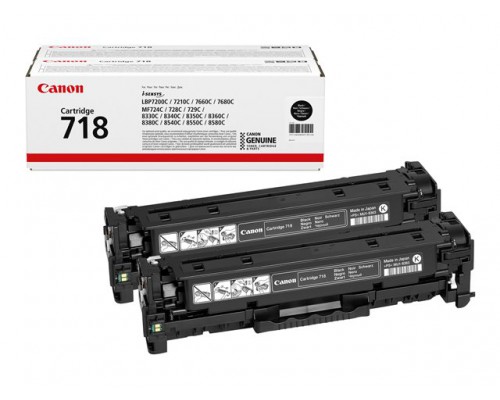 CANON 718 BK toner zwart standard capacity 3.400 pagina s 2-pack