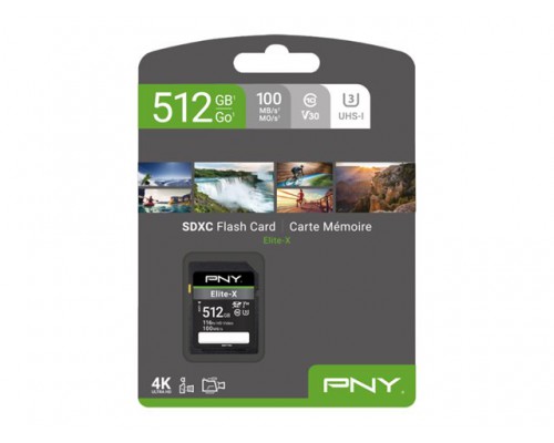 PNY Memory Card 512GB SDHC SD ELITE X SDXC CLASS 10 UHS I U3