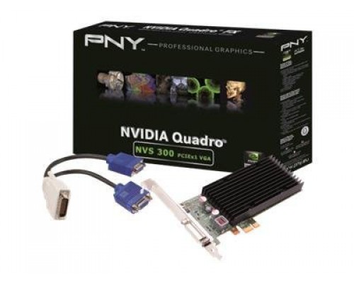 PNY Quadro NVS 300 VGA PCI-E x1 LowProfile 512MB GDDR3 64bit DSM59 Dual VGA for Windows 7/Vista/XP/2000 Linux BLK