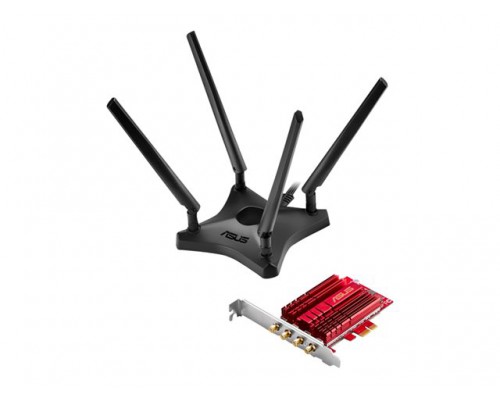 ASUS WL PCE-AC88 Wireless AC3100 Dual-band PCI-E client card 802.11ac 2167/1000Mbps 4T4R 2.4Ghz/5Ghz dualband 1024QAM up to 1000Mbps