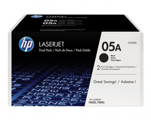 HP 05A LaserJet tonercartridge zwart standard capacity 2 x 2.300 paginas 2-pack
