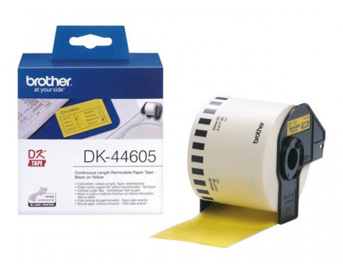 BROTHER P-Touch DK-44605 removable yellow thermal paper 62mm x 30.48m