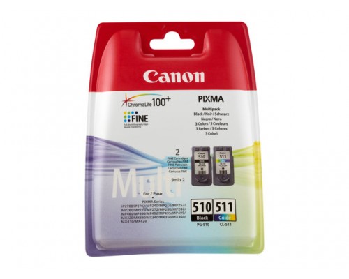 CANON PG-510 / CL-511 inktcartridge zwart en kleur standard capacity zwart: 240 pagina s, kleur: 244 pagina s multipack