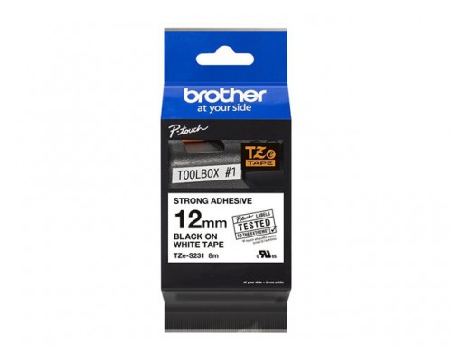 BROTHER P-Touch TZE-S231 black on white 12mm extra gluey